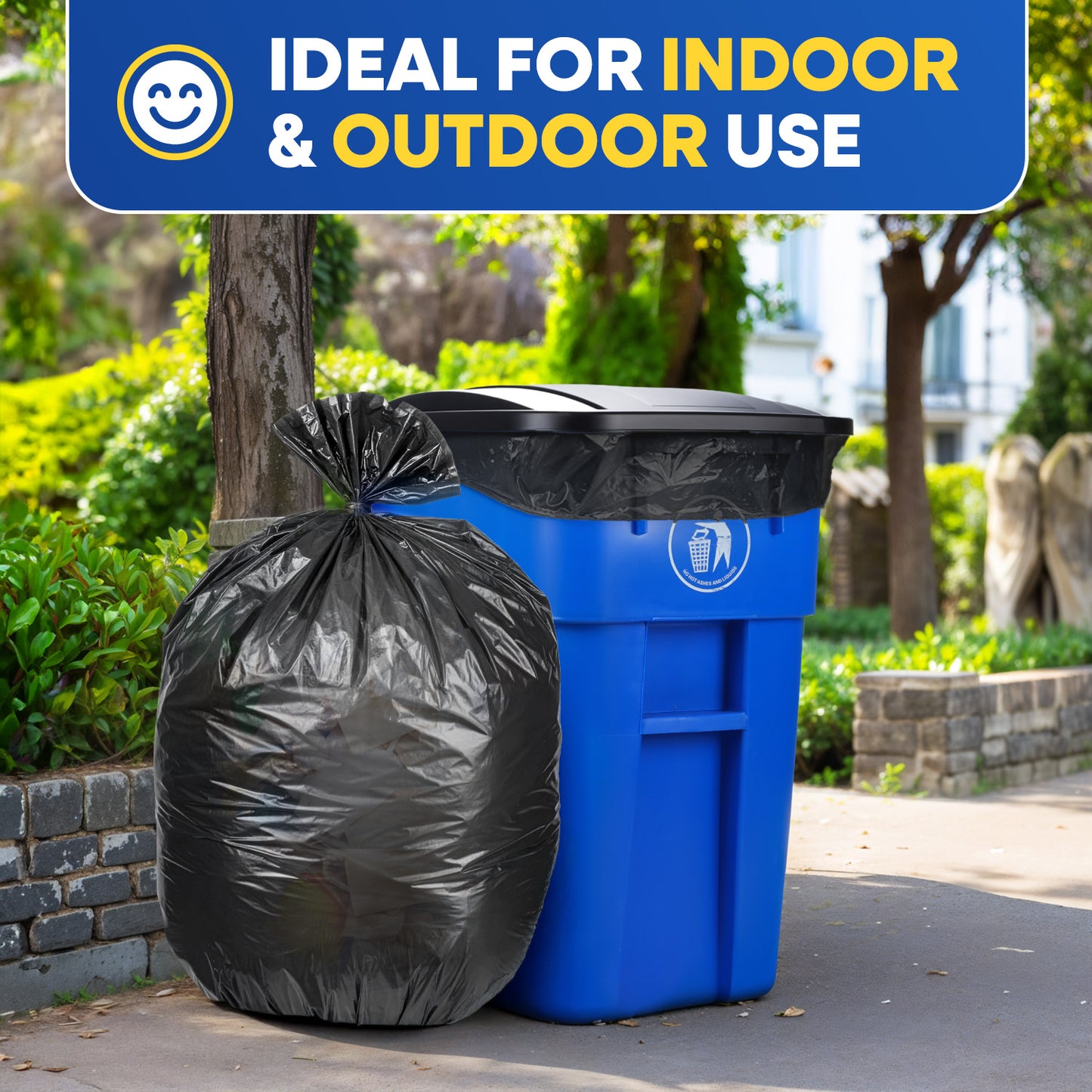48" x 60", 65 Gallon, 22 Mic, Black High-Density Can Liners, 100/Case