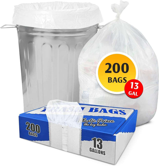 15" x 9" x 31" 13 Gal 1.5 Mil White Heavy Duty Kitchen Bags, 200/Case