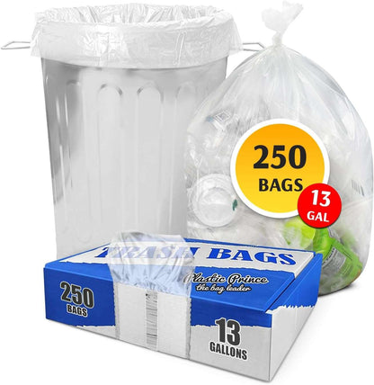 15" x 9" x 31" 13 Gal 1.3 Mil Clear Heavy Duty Kitchen Bags, 250/Case