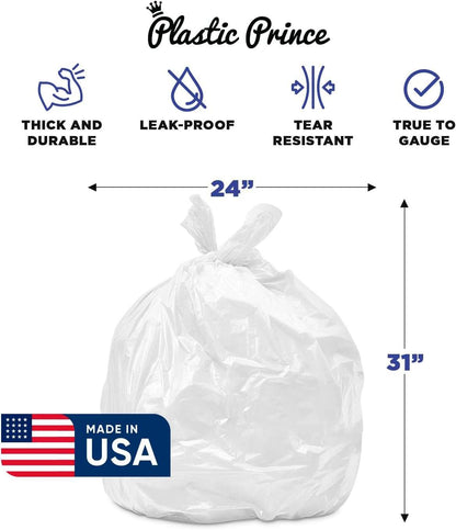 15" x 9" x 31" 13 Gal 1.5 Mil White Heavy Duty Kitchen Bags, 200/Case