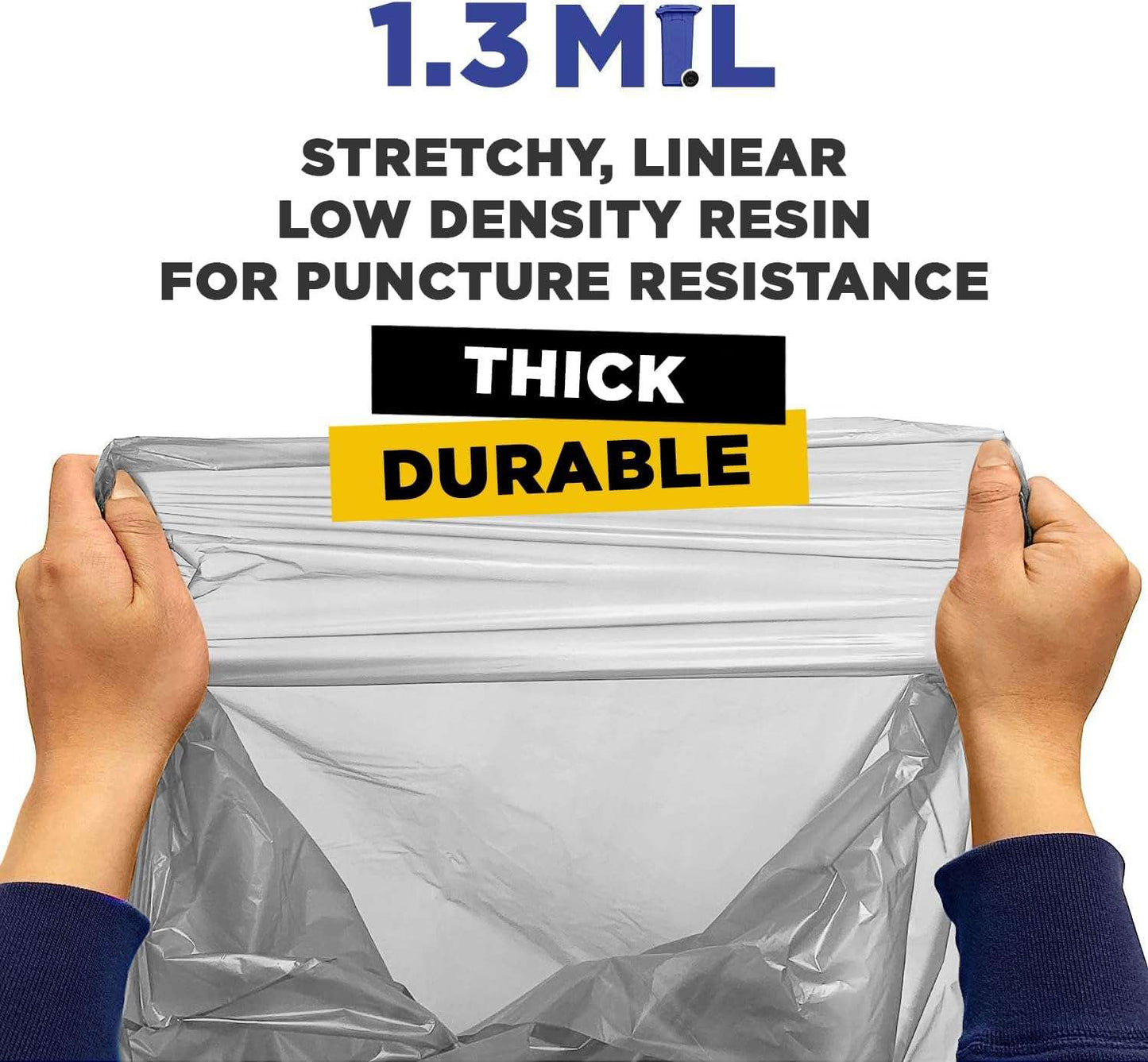 15" x 9" x 31" 13 Gal 1.3 Mil Clear Heavy Duty Kitchen Bags, 250/Case