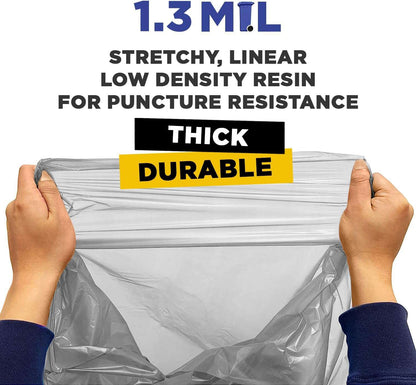 15" x 9" x 31" 13 Gal 1.3 Mil Clear Heavy Duty Kitchen Bags, 250/Case