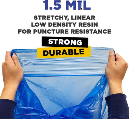 23" x 10" x 39" 33 Gal 1.5 Mil Blue Recycling Bags, 100/Case