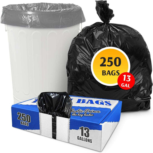 15" x 9" x 31" 13 Gal 1.1 Mil Black Heavy Duty Kitchen Bags, 250/Case