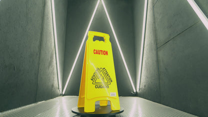 Caution "Wet Floor" Sign, Bright Yellow, Slippery When Wet A-Frame Sign