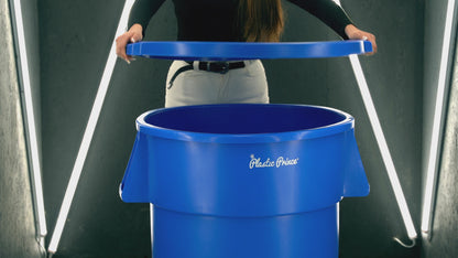 55-Gallon Blue Round Trash Can