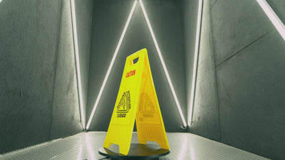 Caution "Wet Floor" Sign, Bright Yellow Heavy-Duty, Slippery When Wet A-Frame Sign